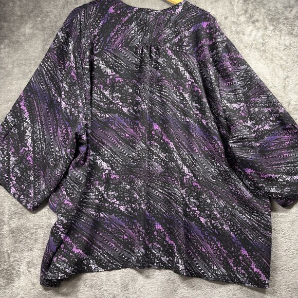 Maggie Barnes Lined Sheer Sequin Top Dark Romantic Black Purple 5X 34/36 E111 - Picture 4 of 11